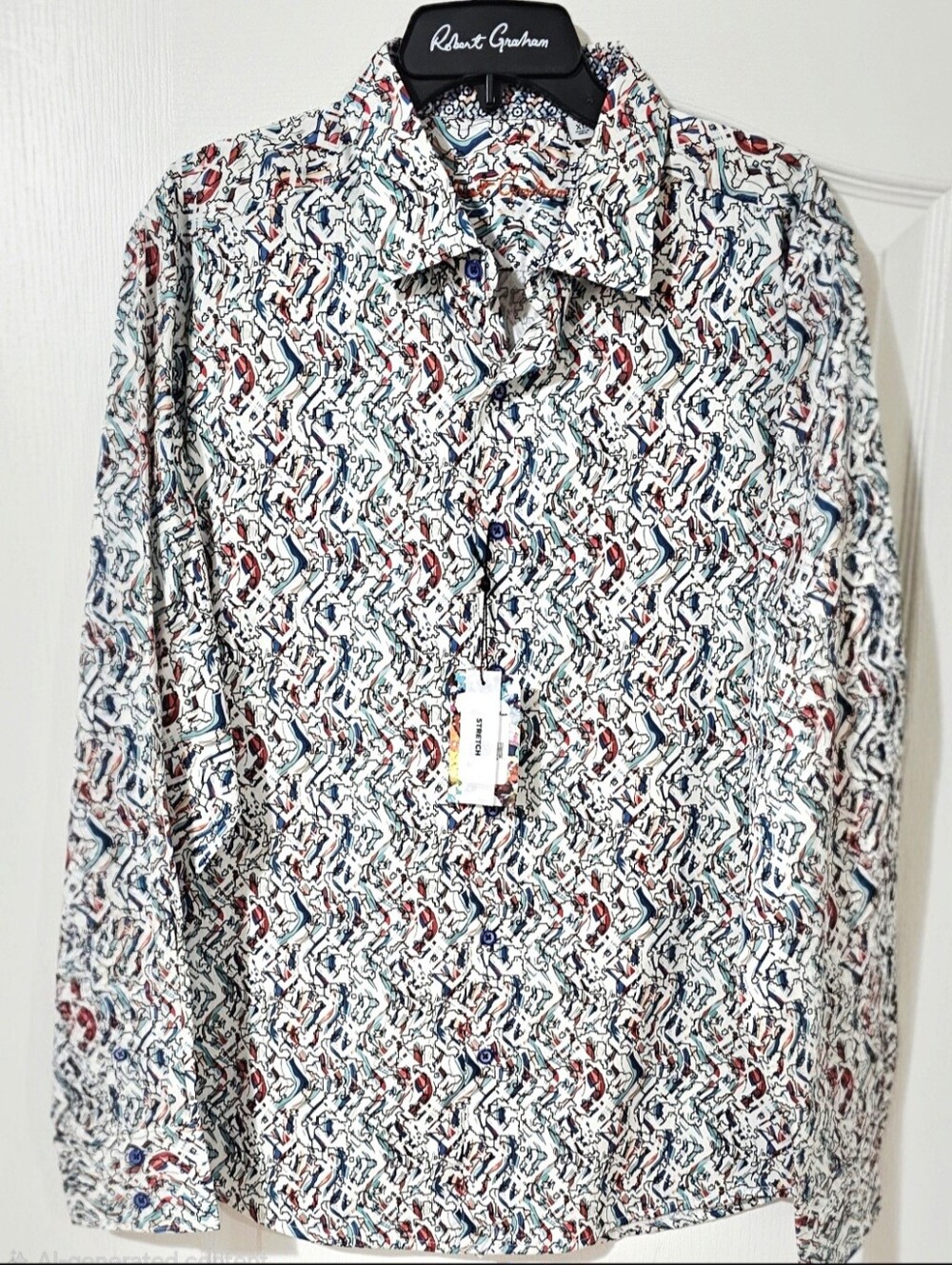 Robert Graham White Multi-Color Abstract Print  Shirt Sizes M,L,XL,4XL $175 EACH